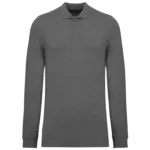 Bio180 piqué herenpolo lange mouwen, grey heather — productfoto 16