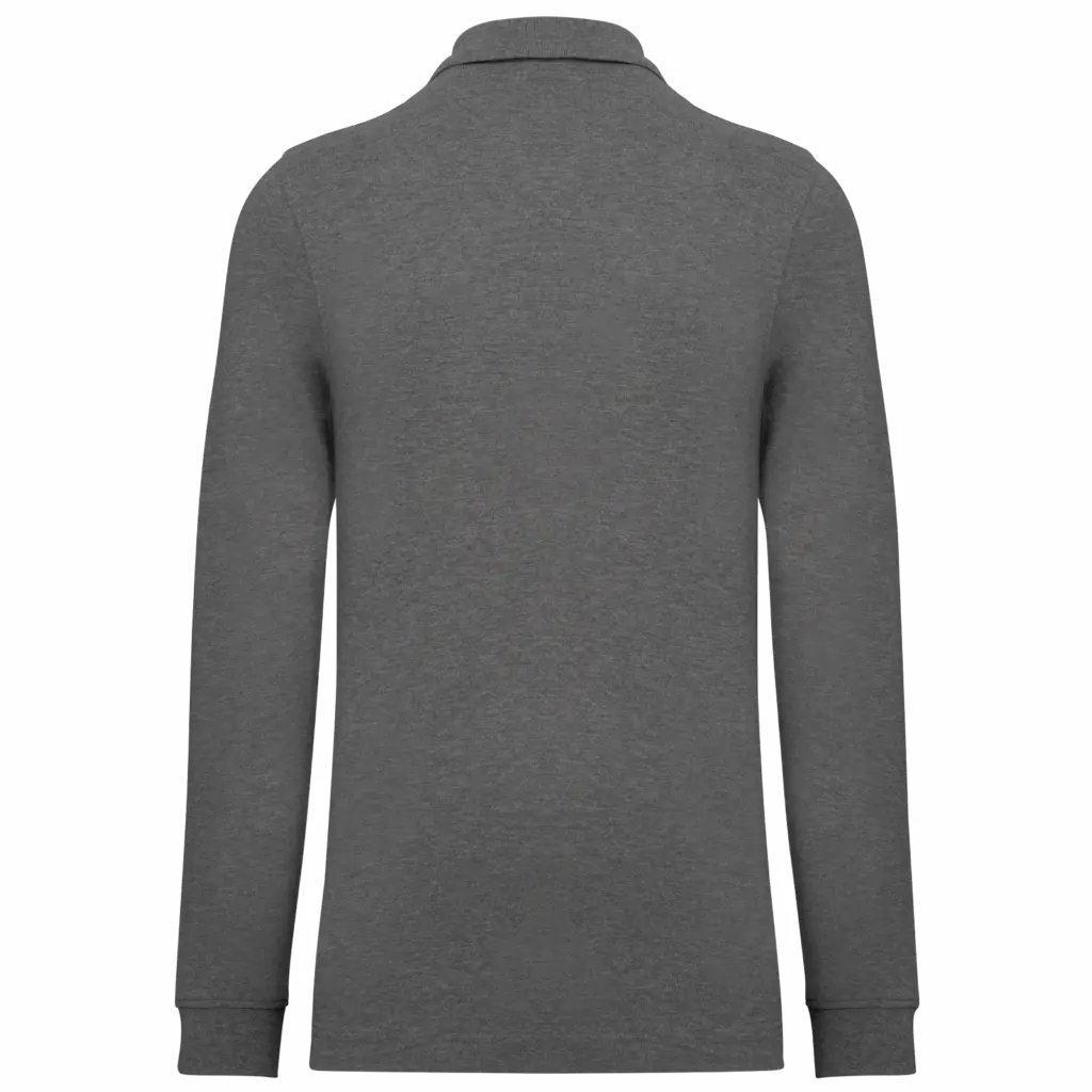 Bio180 piqué herenpolo lange mouwen, grey heather — productfoto 17