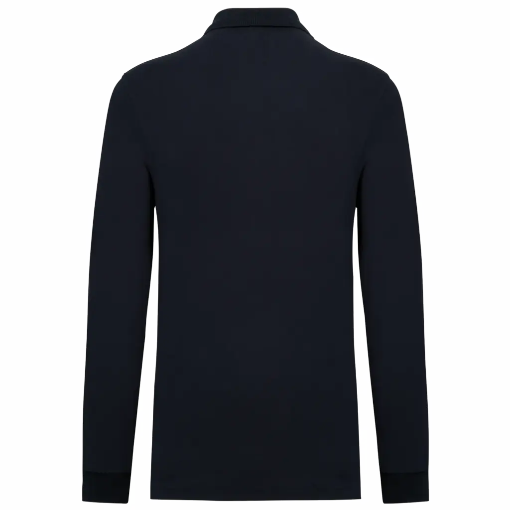 Bio180 piqué herenpolo lange mouwen, navy — productfoto 20