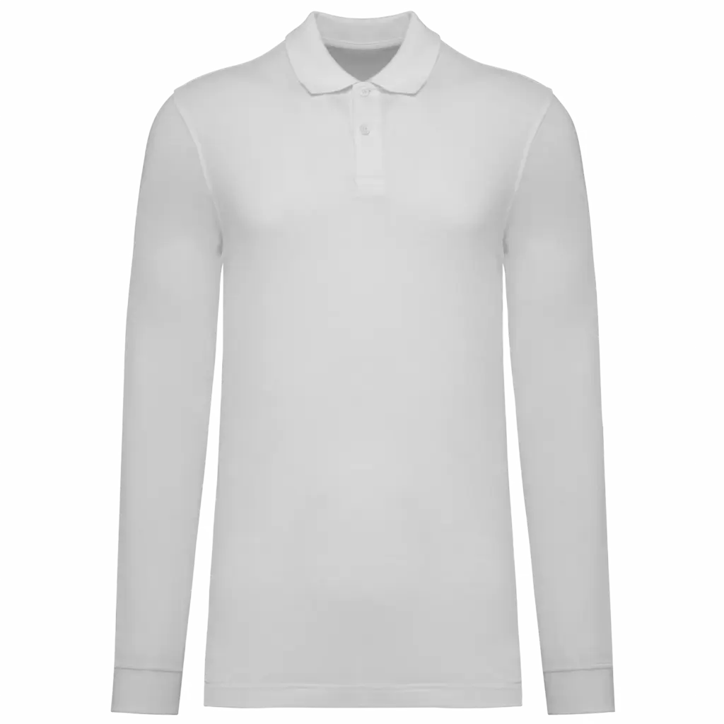 Bio180 piqué herenpolo lange mouwen, white — productfoto 22