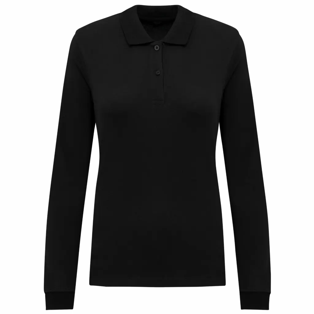 Bio180 piqué damespolo lange mouwen, black — productfoto 5