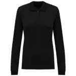 Bio180 piqué damespolo lange mouwen, black — productfoto 5
