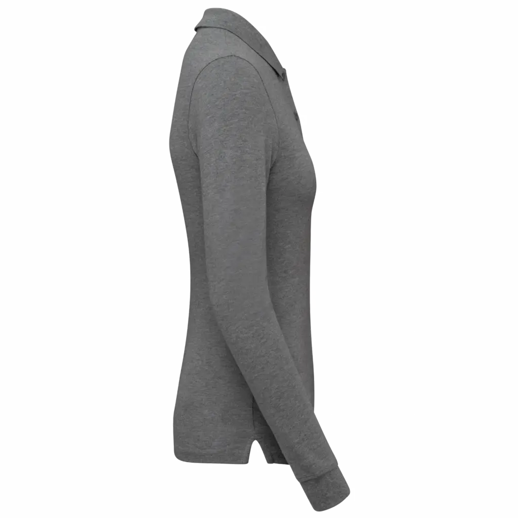 Bio180 piqué damespolo lange mouwen, grey heather — productfoto 7