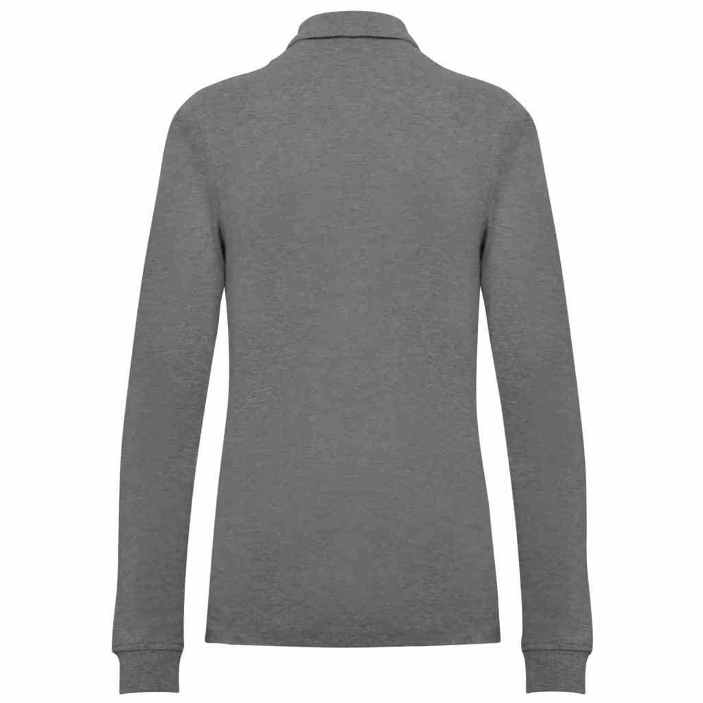 Bio180 piqué damespolo lange mouwen, grey heather — productfoto 9