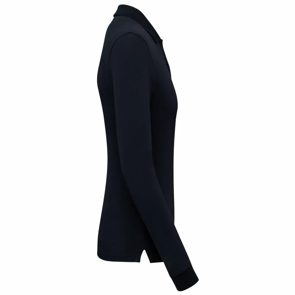 Bio180 piqué damespolo lange mouwen, navy — productfoto 10