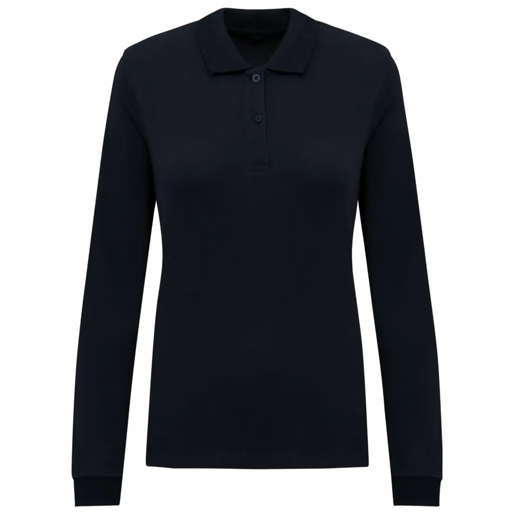 Bio180 piqué damespolo lange mouwen, navy — productfoto 11
