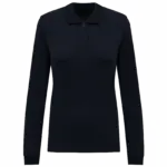 Bio180 piqué damespolo lange mouwen, navy — productfoto 11