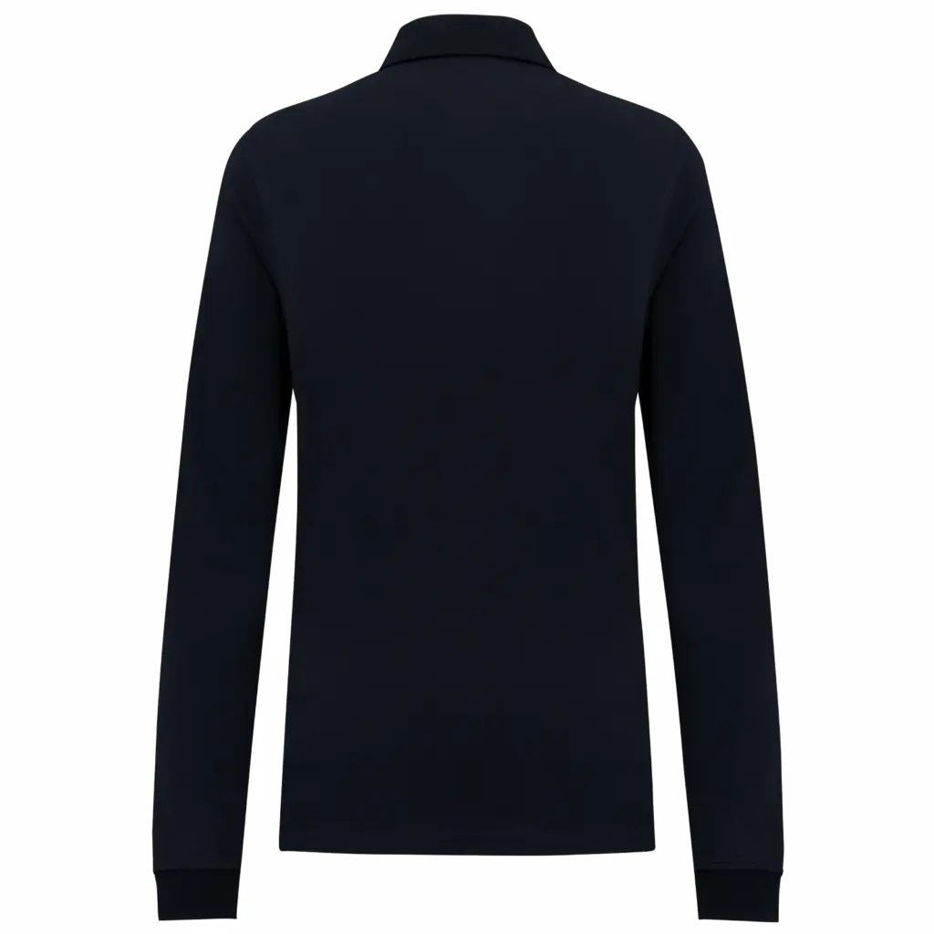 Bio180 piqué damespolo lange mouwen, navy — productfoto 12