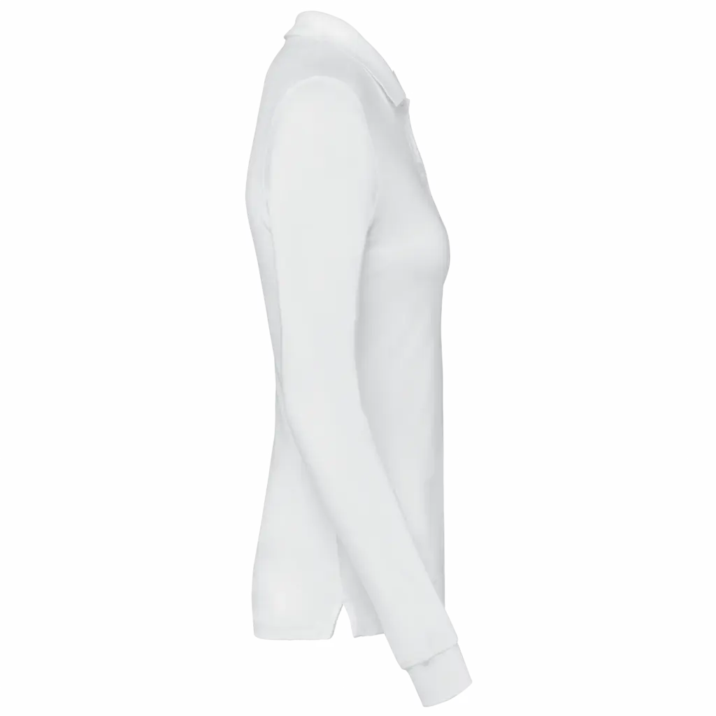 Bio180 piqué damespolo lange mouwen, white — productfoto 13