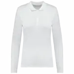 Bio180 piqué damespolo lange mouwen, white — productfoto 14