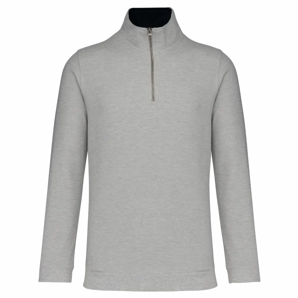 Trucker - Sweater met Ritskraag, grey heather / navy — productfoto 2