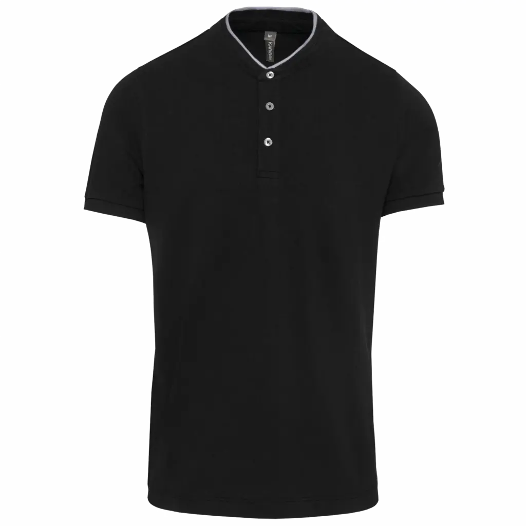 Herenpolo met maokraag en korte mouwen, black / oxford grey — productfoto 11