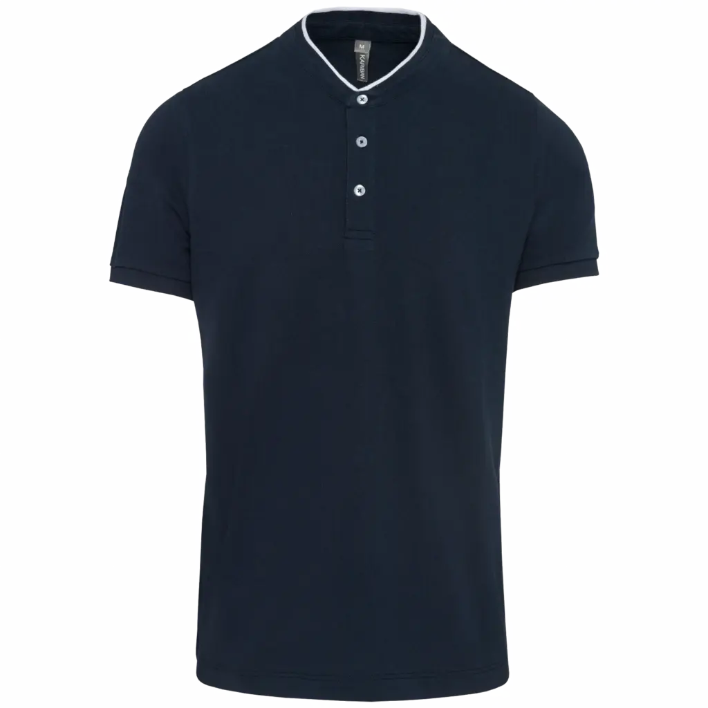 Herenpolo met maokraag en korte mouwen, navy / white — productfoto 14