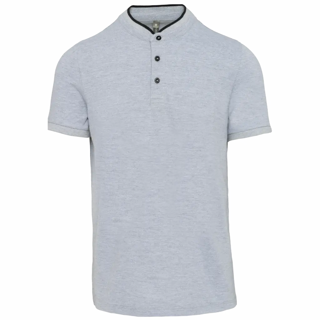 Herenpolo met maokraag en korte mouwen, oxford grey / black — productfoto 17
