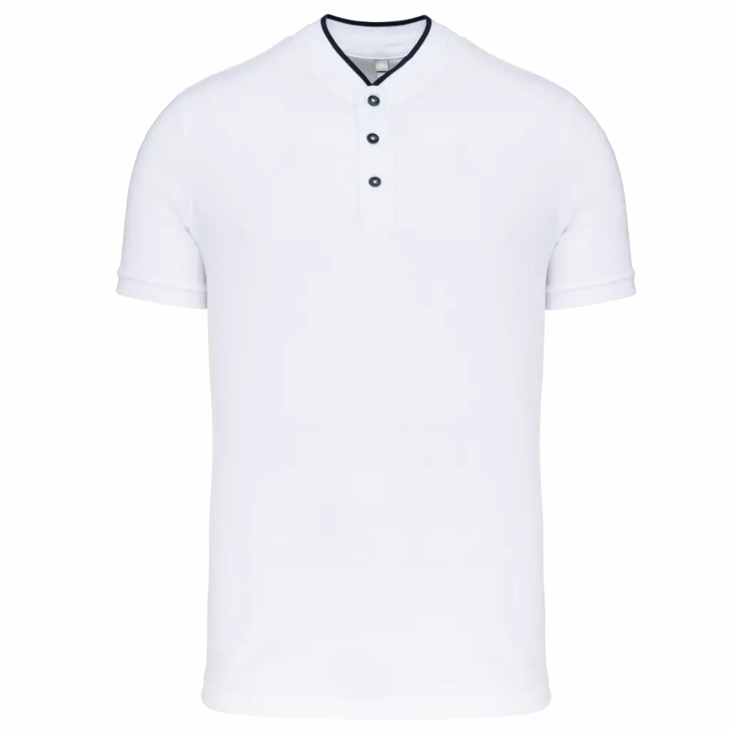 Herenpolo met maokraag en korte mouwen, white / navy — productfoto 20