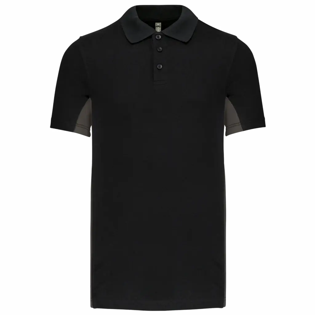 PS_K232_BLACK-DARKGREY - Hidalgo-werbeartikel Tweekleurige piquépolo korte mouwen heren, black / dark grey — productfoto 10