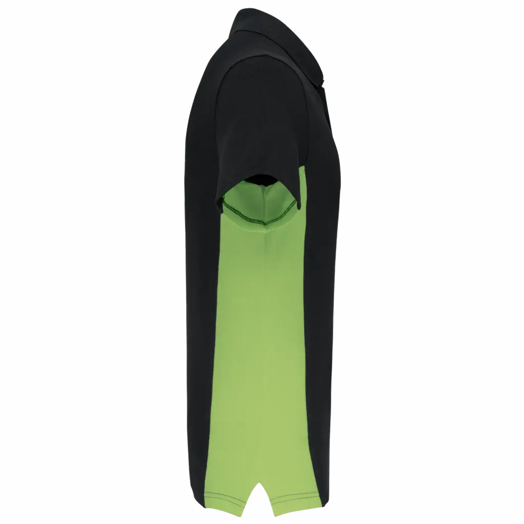 PS_K232-S_BLACK-LIME - Hidalgo-werbeartikel Tweekleurige piquépolo korte mouwen heren, black / lime — productfoto 12