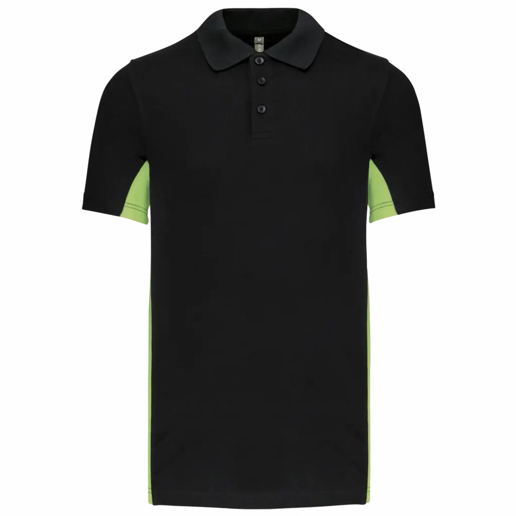 PS_K232_BLACK-LIME - Hidalgo-werbeartikel Tweekleurige piquépolo korte mouwen heren, black / lime — productfoto 13