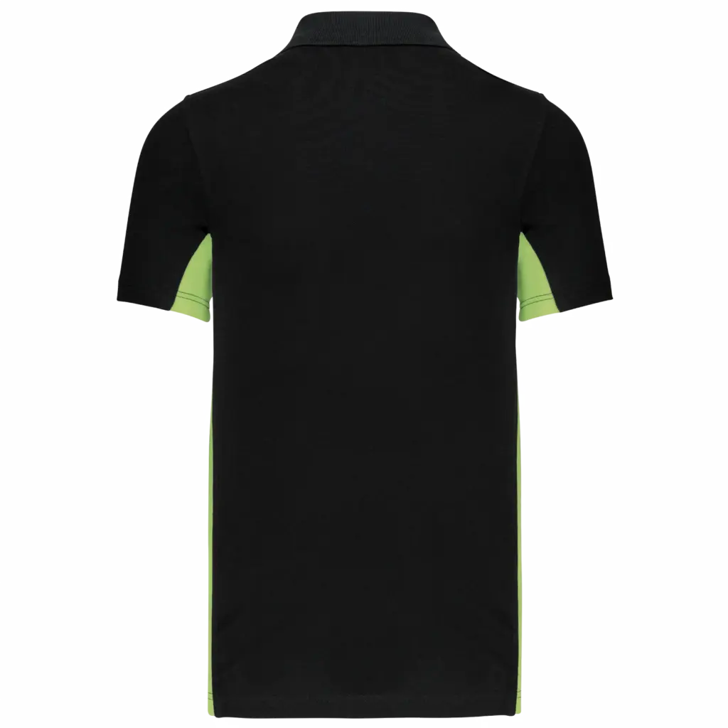 PS_K232-B_BLACK-LIME - Hidalgo-werbeartikel Tweekleurige piquépolo korte mouwen heren, black / lime — productfoto 14