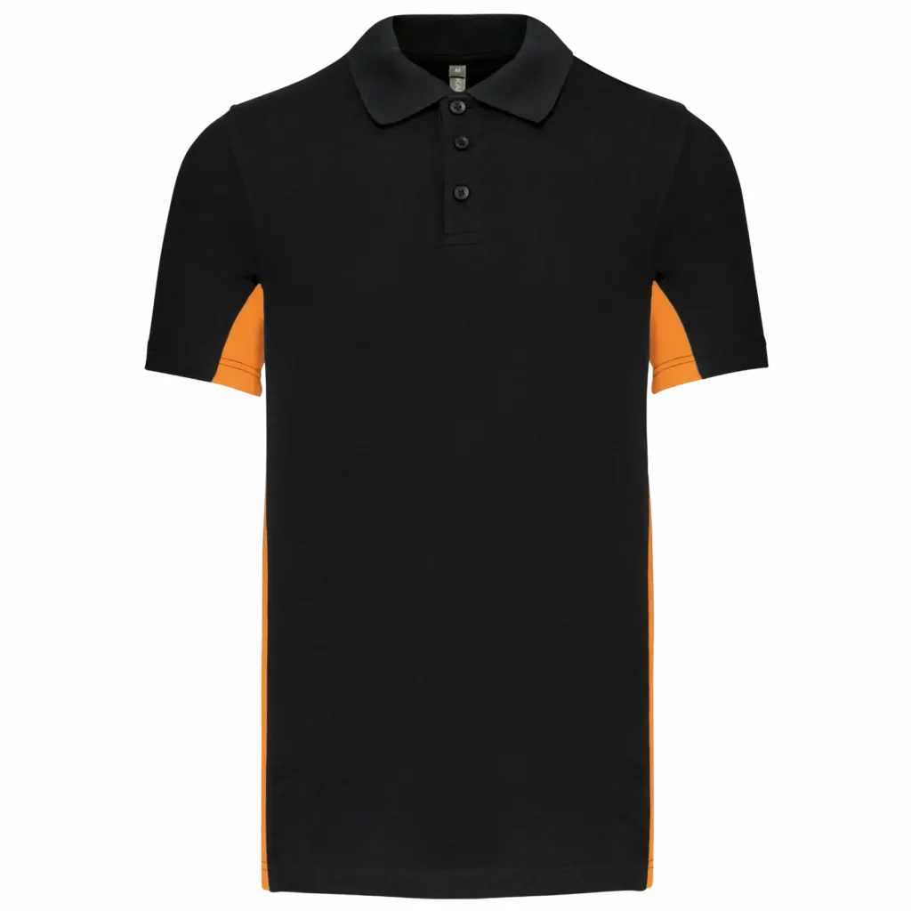 PS_K232_BLACK-ORANGE - Hidalgo-werbeartikel Tweekleurige piquépolo korte mouwen heren, black / orange — productfoto 16