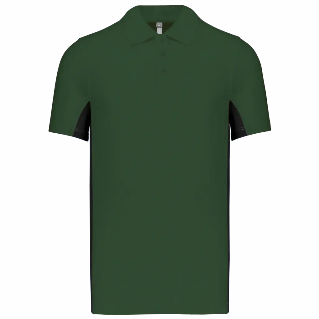 PS_K232_FORESTGREEN-BLACK - Hidalgo-werbeartikel Tweekleurige piquépolo korte mouwen heren, forest green / black — productfoto 19