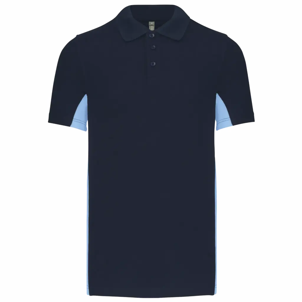 PS_K232_NAVY-SKYBLUE - Hidalgo-werbeartikel Tweekleurige piquépolo korte mouwen heren, navy / sky blue — productfoto 22