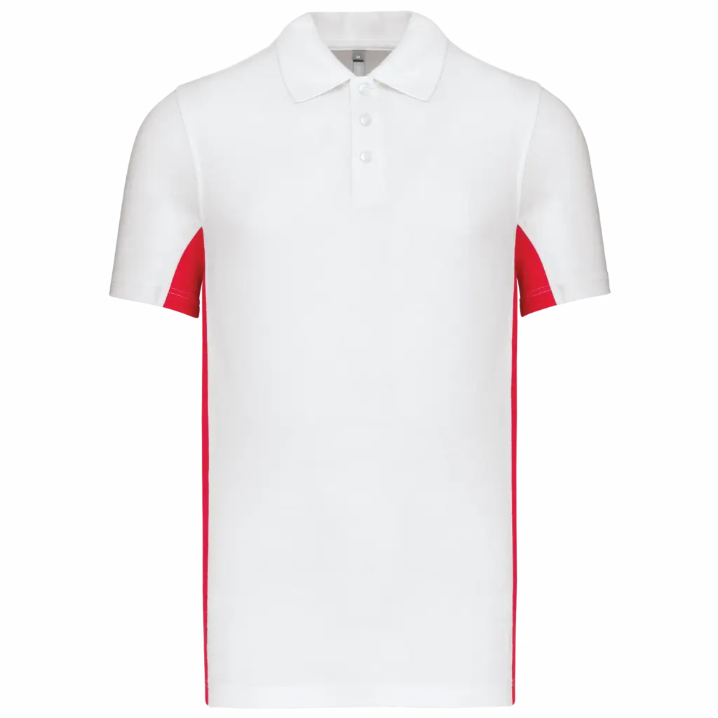 PS_K232_WHITE-RED - Hidalgo-werbeartikel Tweekleurige piquépolo korte mouwen heren, white / red — productfoto 34