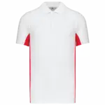 PS_K232_WHITE-RED - Hidalgo-werbeartikel Tweekleurige piquépolo korte mouwen heren, white / red — productfoto 34