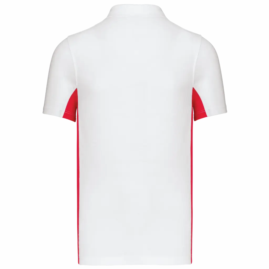 PS_K232-B_WHITE-RED - Hidalgo-werbeartikel Tweekleurige piquépolo korte mouwen heren, white / red — productfoto 35