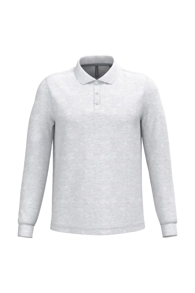 PS_K243_ASHHEATHER - Hidalgo-werbeartikel Polo lange mouwen, ash heather — productfoto 12
