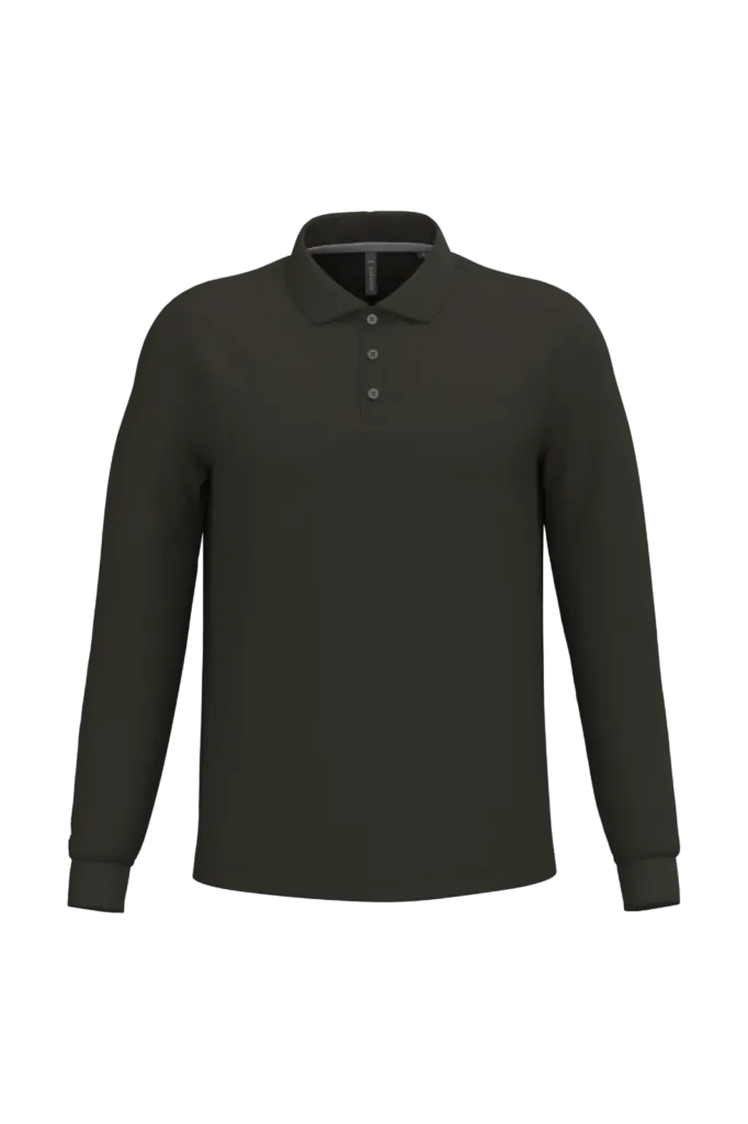 PS_K243_DARKKHAKI - Hidalgo-werbeartikel Polo lange mouwen, dark khaki — productfoto 24