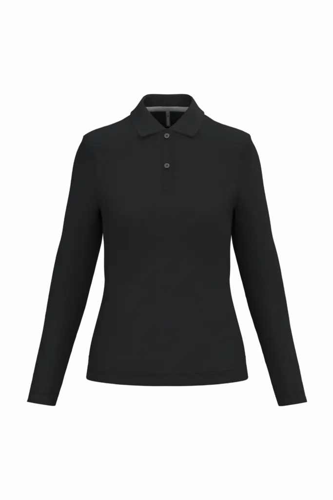 Damespolo lange mouwen, black — productfoto 11