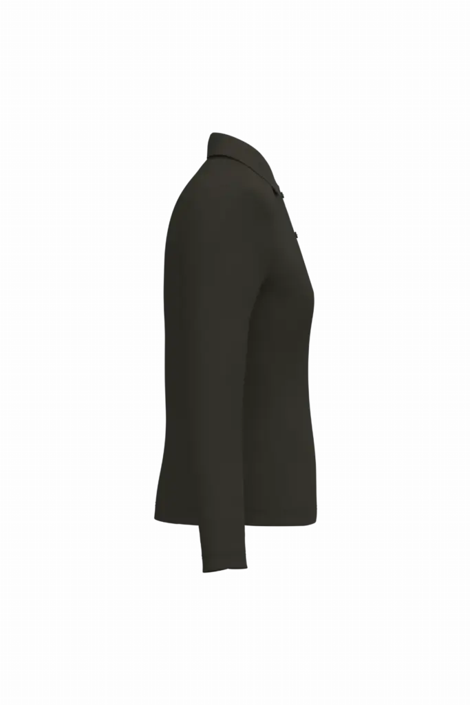 Damespolo lange mouwen, dark khaki — productfoto 19