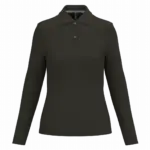 Damespolo lange mouwen, dark khaki — productfoto 20
