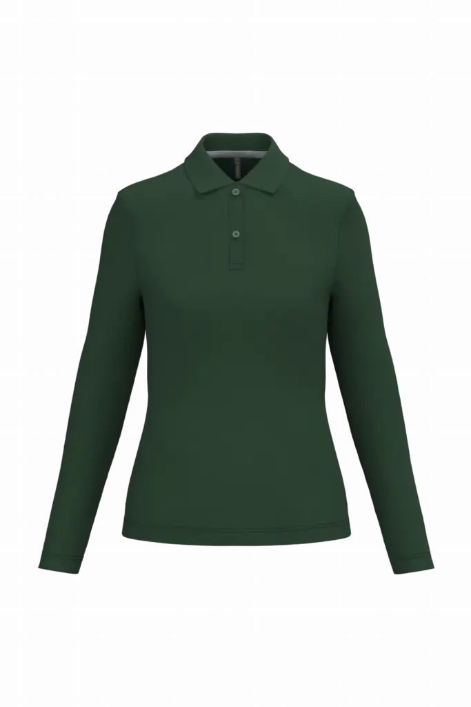 Damespolo lange mouwen, forest green — productfoto 23