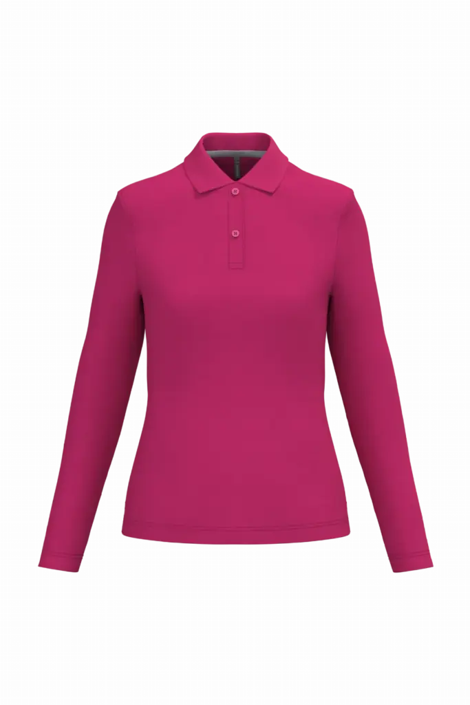 Damespolo lange mouwen, fuchsia — productfoto 26
