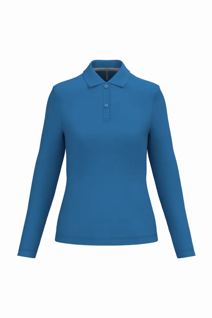 Damespolo lange mouwen, light royal blue — productfoto 32