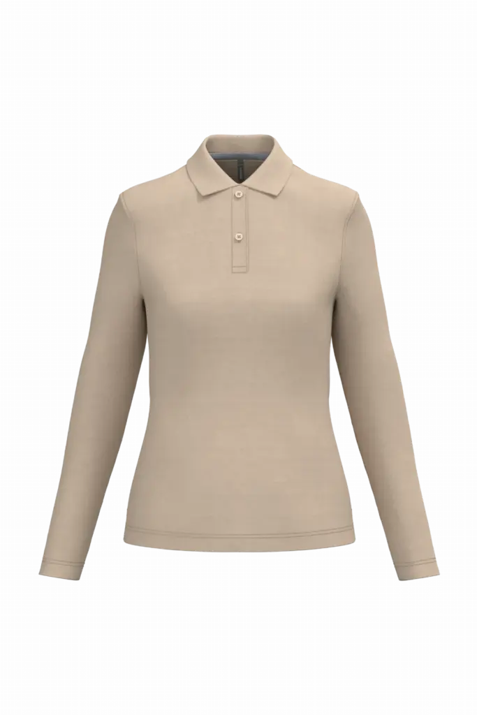 Damespolo lange mouwen, light sand — productfoto 35