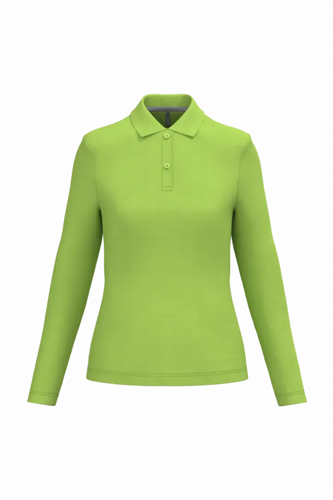 Damespolo lange mouwen, lime — productfoto 38