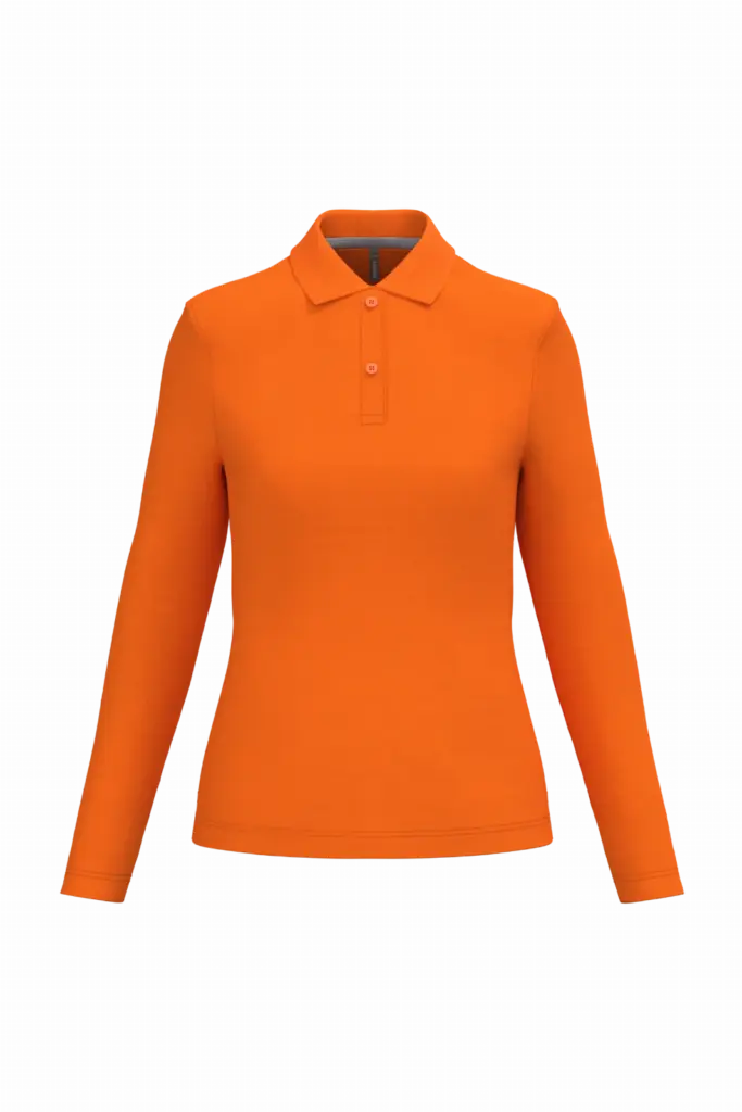 Damespolo lange mouwen, orange — productfoto 44
