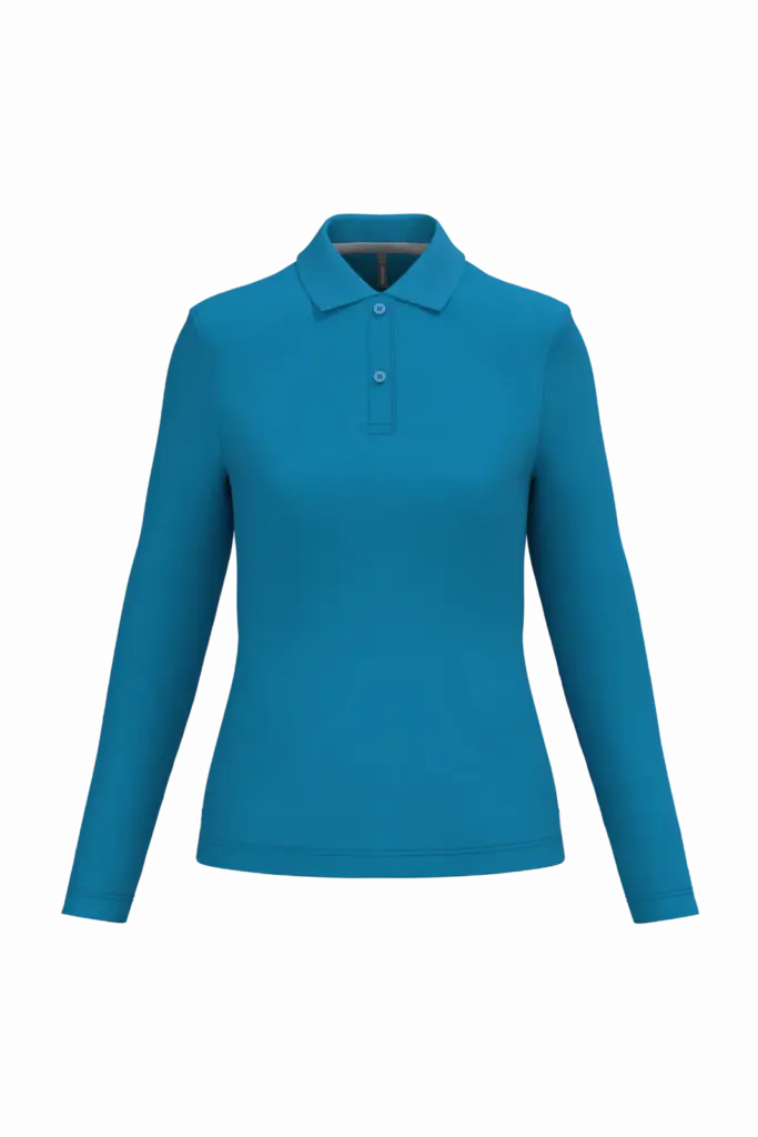 Damespolo lange mouwen, tropical blue — productfoto 62