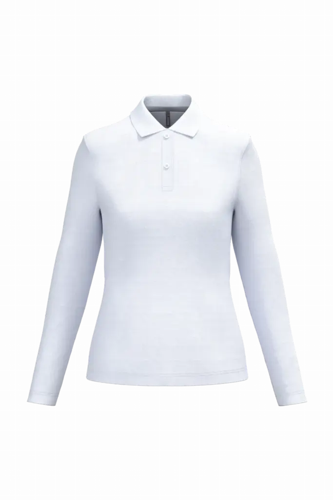 Damespolo lange mouwen, white — productfoto 65