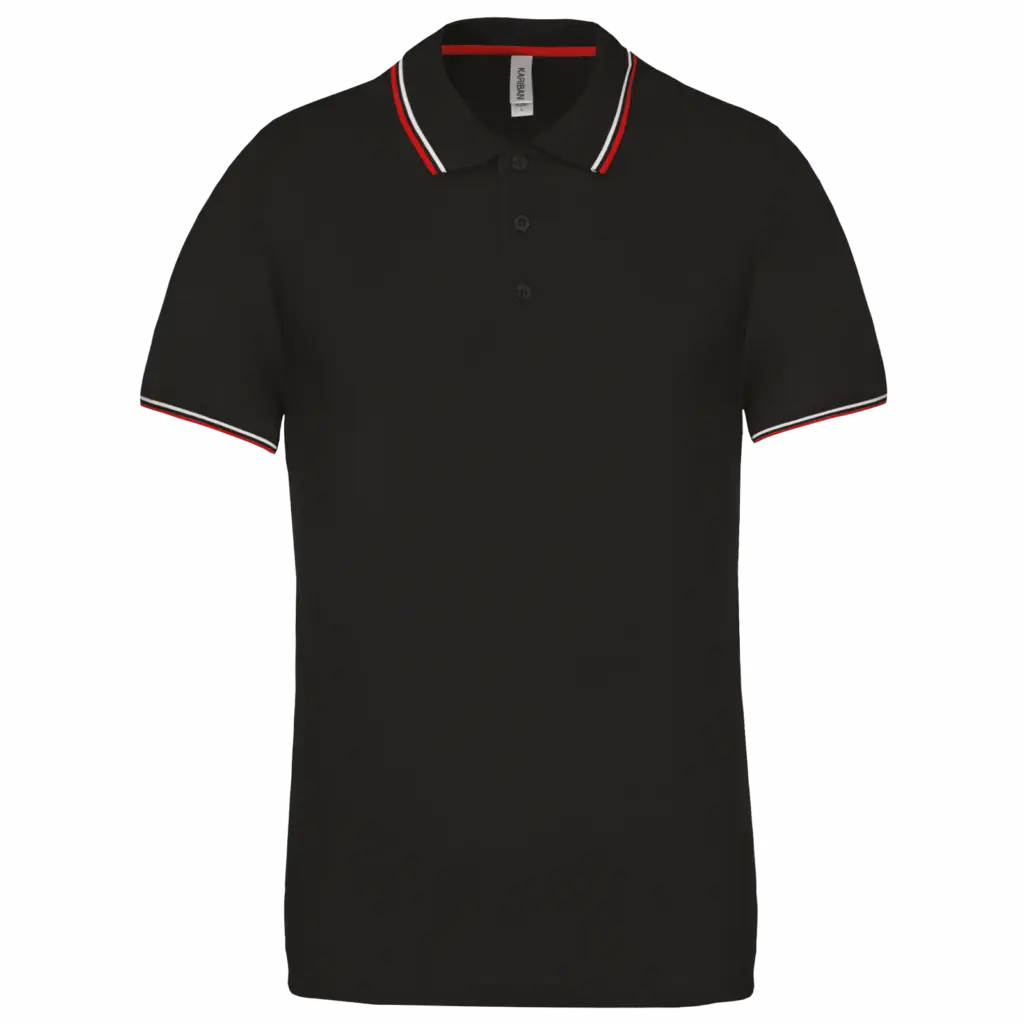 PS_K250_BLACK-RED-WHITE - Hidalgo-werbeartikel Polo korte mouwen, black / red / white — productfoto 18