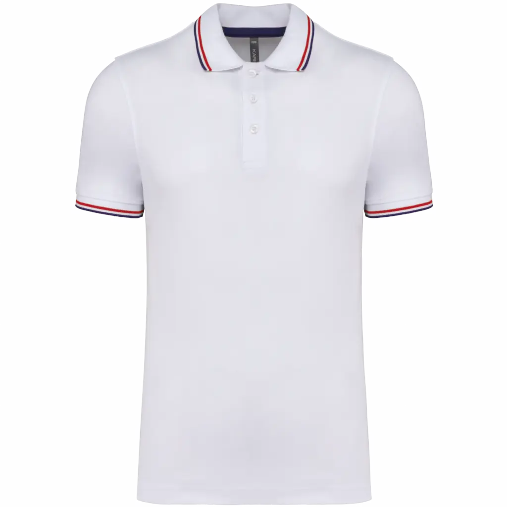 PS_K250_WHITE-NAVY-RED - Hidalgo-werbeartikel Polo korte mouwen, white / navy / red — productfoto 51