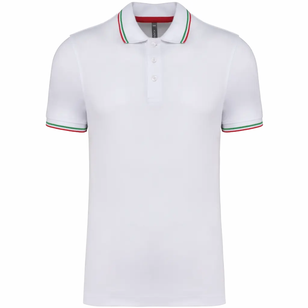 PS_K250_WHITE-RED-GREEN - Hidalgo-werbeartikel Polo korte mouwen, white / red / green — productfoto 54
