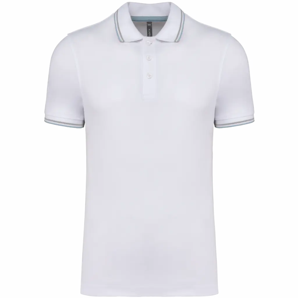 PS_K250_WHITE-SKYBLUE-LIGHTGREY - Hidalgo-werbeartikel Polo korte mouwen, white / sky blue / light grey — productfoto 57