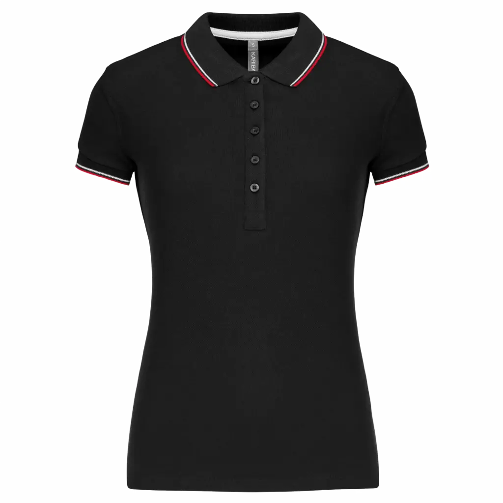 Damespolo korte mouwen, black / red / white — productfoto 50