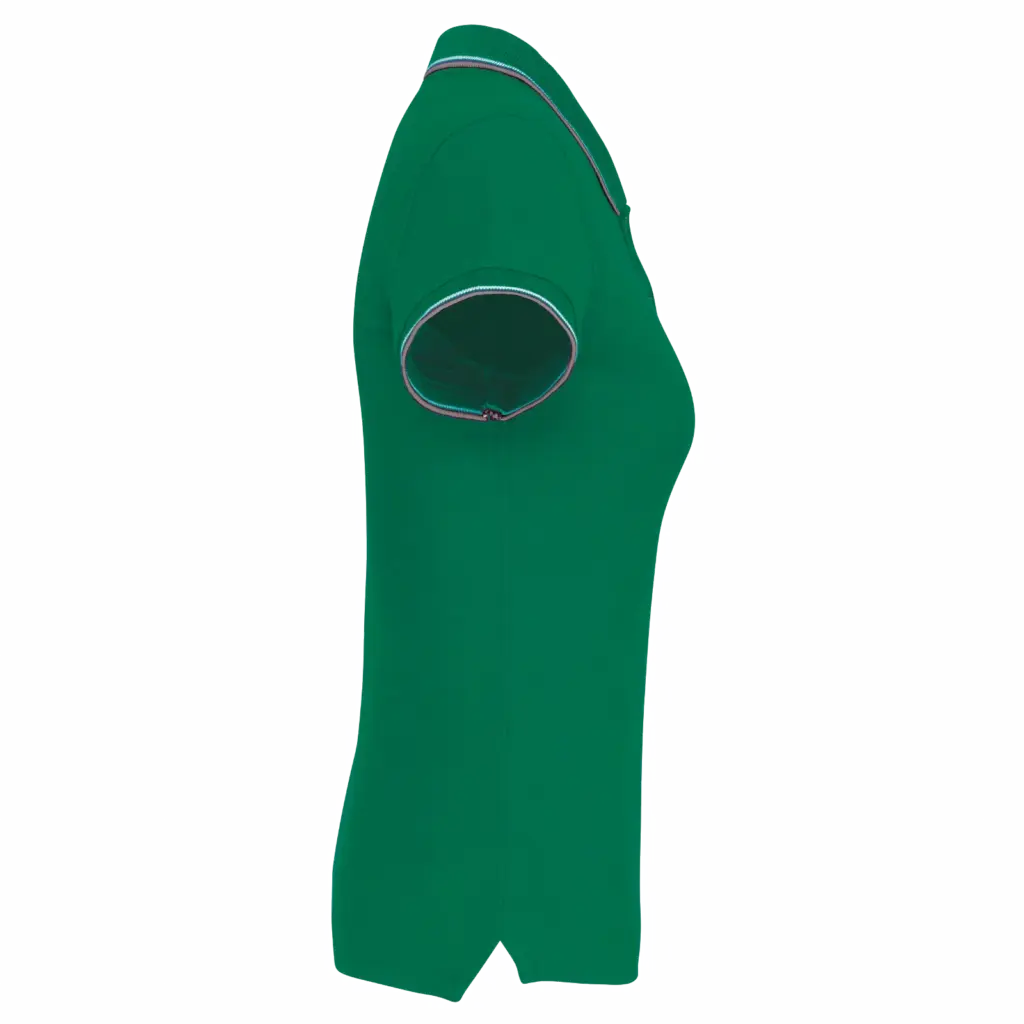 Damespolo korte mouwen, kelly green/light grey/white — productfoto 78
