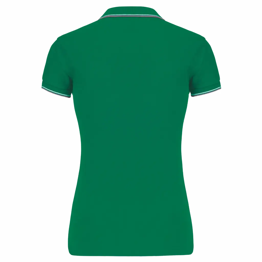 Damespolo korte mouwen, kelly green/light grey/white — productfoto 88