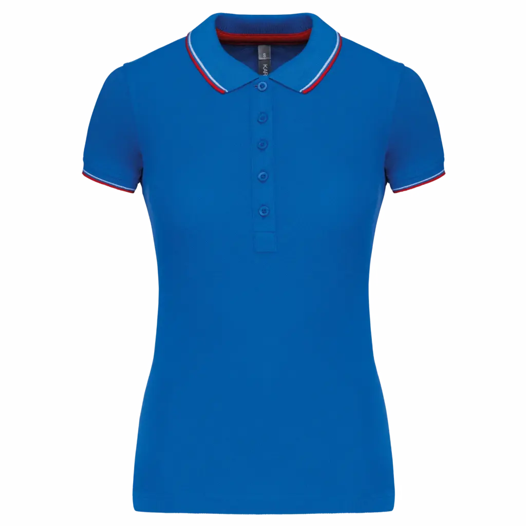 Damespolo korte mouwen, light royal blue / red / white — productfoto 101